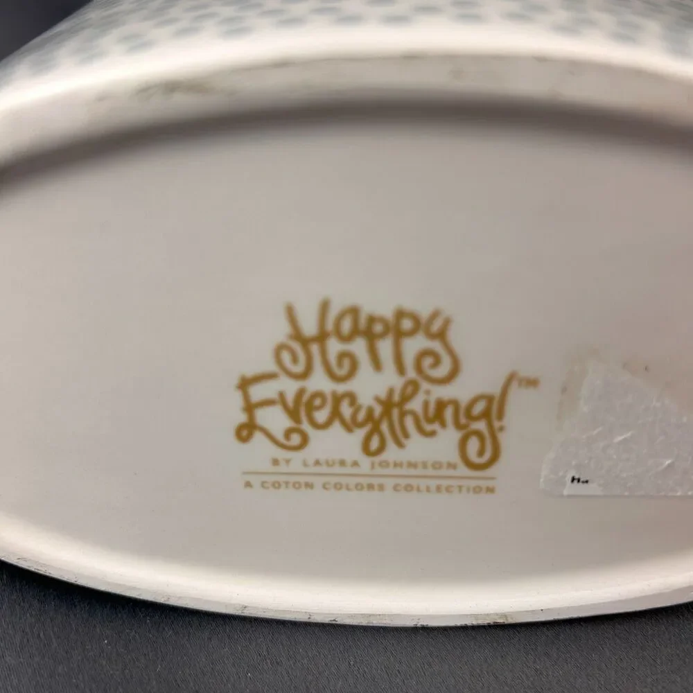 Happy Everything Coton Colors Laura Johnson Gray Polka Dot Oval Vase 10